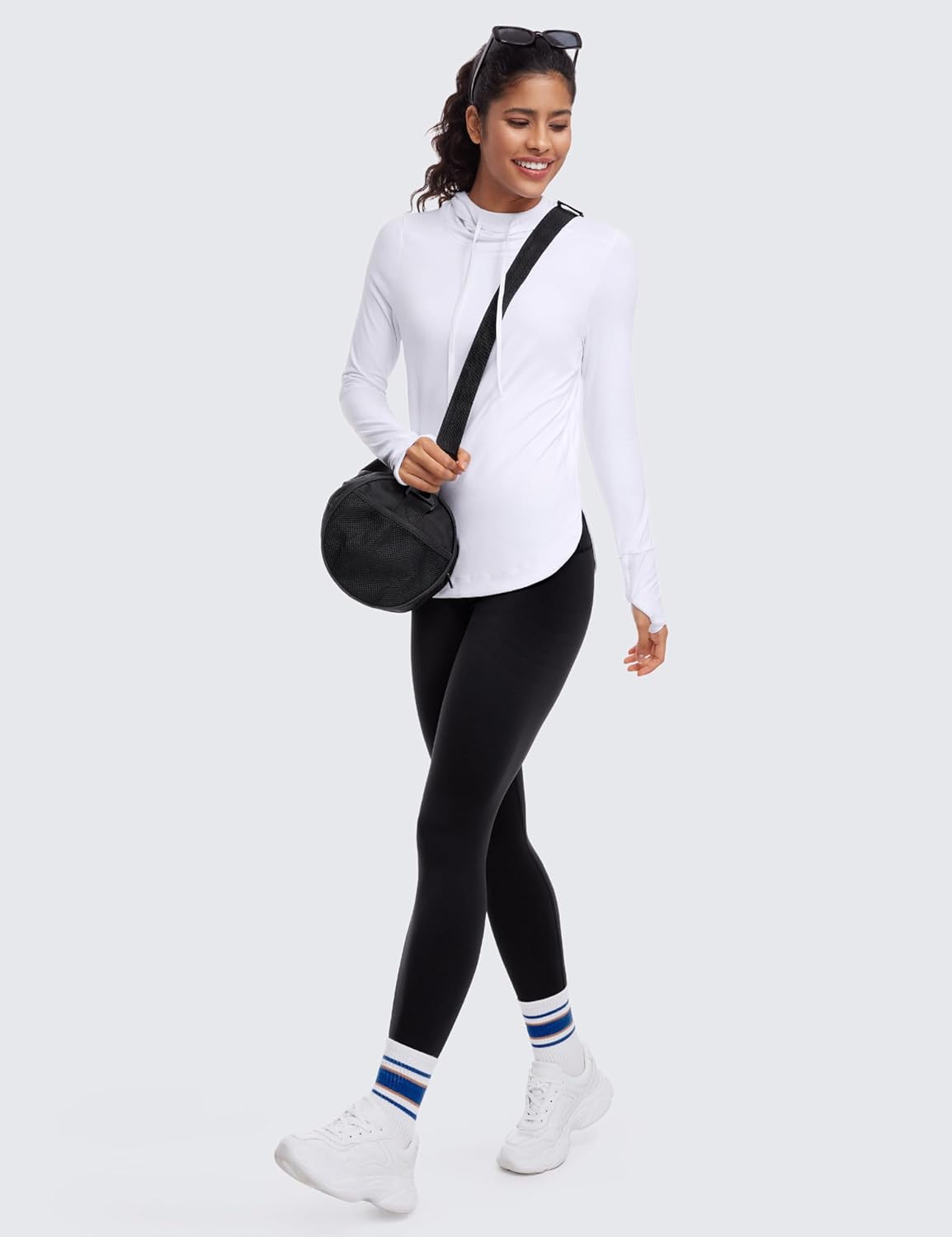 CRZ YOGA Workout Long Sleeve Shirt for Women Hoodie Pullover Athletic Hooded Sweatshirts Sports Gym Tops with Thumbhole - Image 4