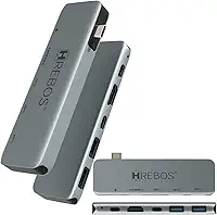 Hub USB C 5 em 1 – Adaptador com 2 USB C, 2 USB A e HDMI 4K, Plug & Play, Alumínio – Para Notebook, Tablet e Celular – Cinza