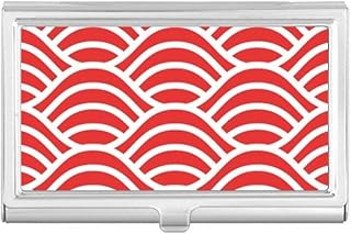 Japan Red White Waves Art Business Card Holder Case Pocket Box Wallet