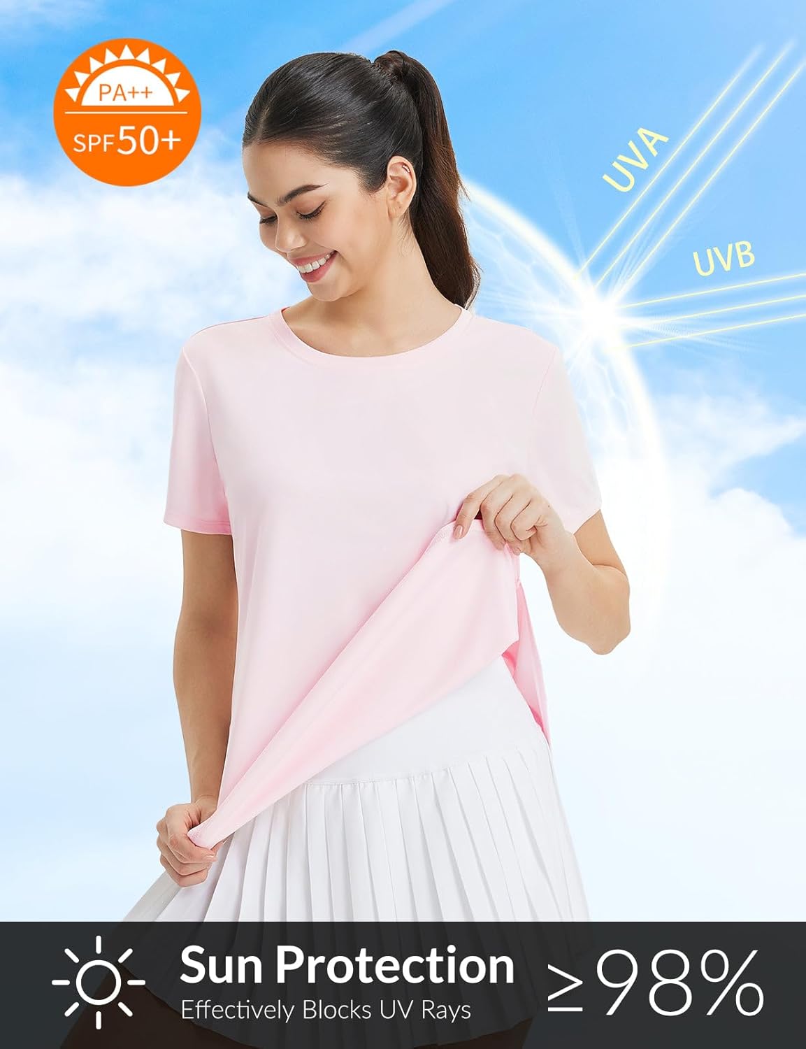 baleaf Women's Short Sleeve Workout Tops Athletic Running Shirts Quick Dry T-Shirts Loose Fit Gym Yoga Tee UPF 50+ - Image 5