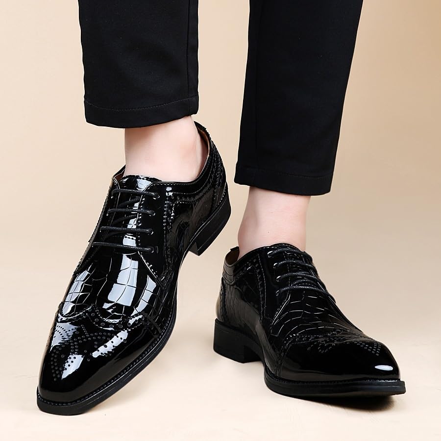 Men's Classic Formal Oxford Shoes Men Fashion Classic Pointed Toe Lace Up Low Top Leather Dress Shoes Men's Comfort Hand Stitched Business Formal Derby Shoes3