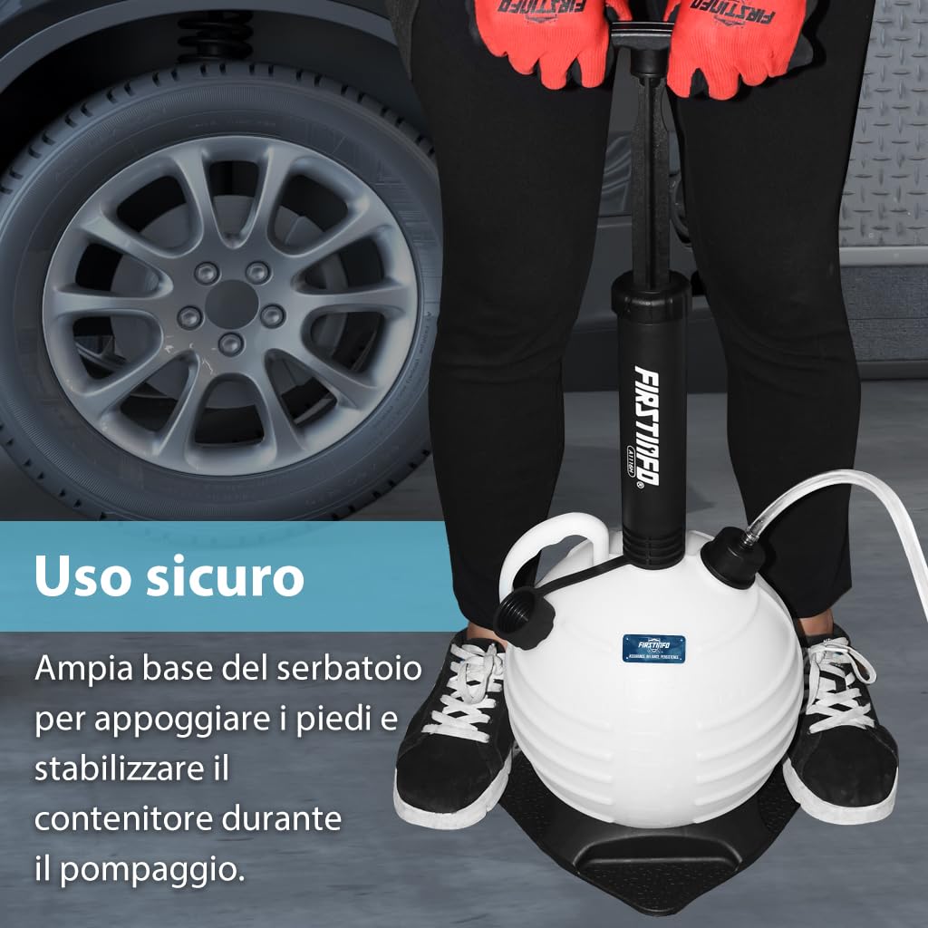 FIRSTINFO A1116H | 6L | Manuale | Pompa estrattore liquidi olio | Pompa aspirazione olio | per auto, moto, motori