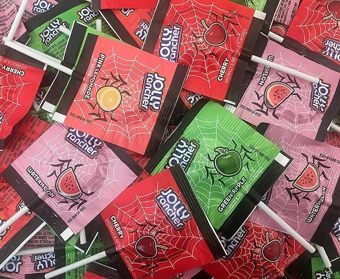 Halloween JollyRanchr Flat Lollipops – Assorted Fruit Flavors, 150 Count Bag (34.2 oz) – Party Favors, Trick-or-Treat Candy, Halloween Gifts