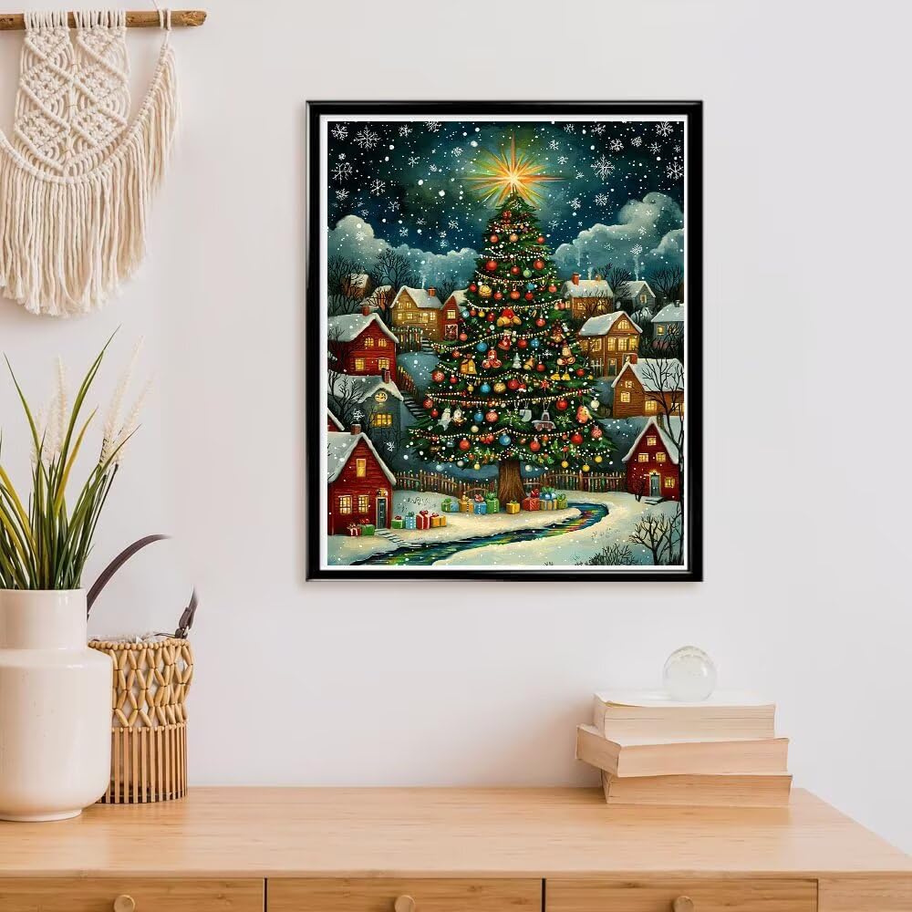 Diament Painting Zima Choinka Pełny zestaw, Diamentowe malowanie dla dorosłych DIY Obraz z brokatem dla dorosłych Ścieg krzyżykowy, Mozaika Dekoracja ścienna Dom Prezent 70x90cm Q-338