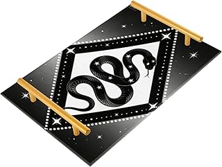Gothic Black Snake Decorative Acrylic Eating Tray with Handles Trays for Coffee for Jewelry Perfume for Modern Serving bandeja para Area de Cafe