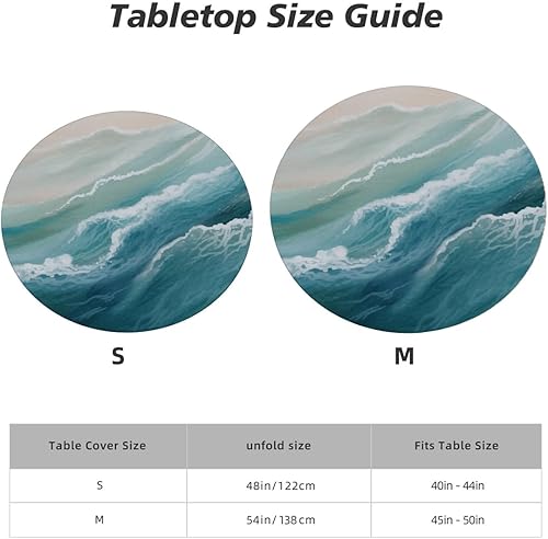 Vista 21 de Pardick Mantel redondo ajustable con diseño de flores de arte en acuarela con mantel elástico, mantel elástico redondo, impermeable, lavable, se