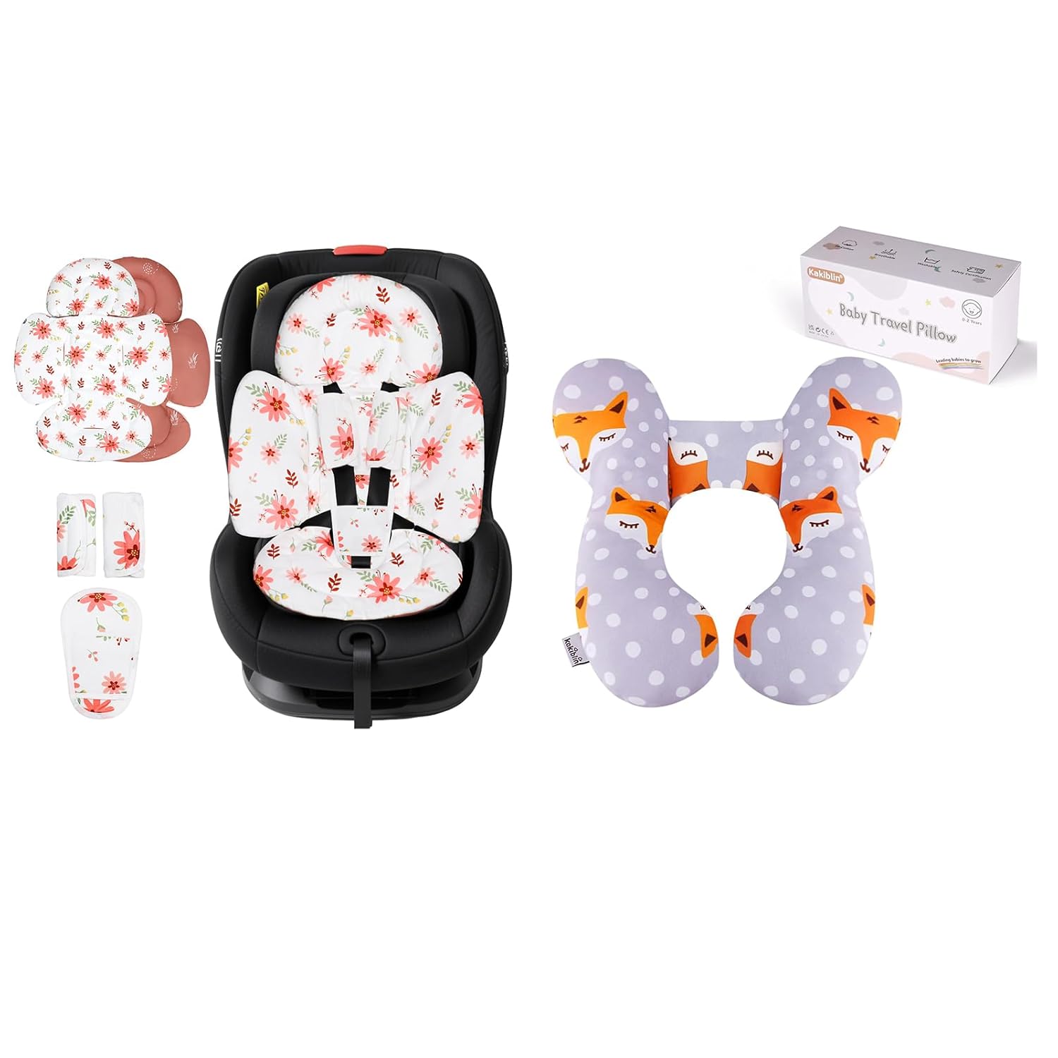 KAKIBLIN Baby Travel Pillow,Baby Neck Pillows for Car Seat,Infant Car Seat Insert, Breathable Reversible Car Seat Head Support for Infant