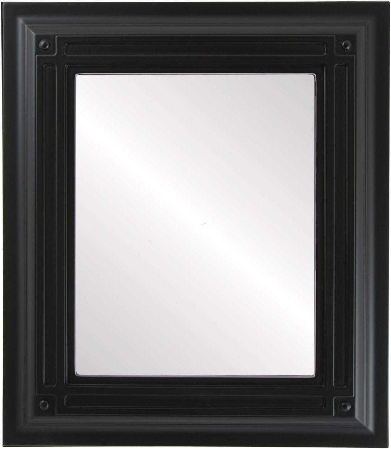 OVALCREST Rectangle Beveled Wall Mirror for Home Decor - Imperial Style - Matte Black - 28x34 Outside Dimensions