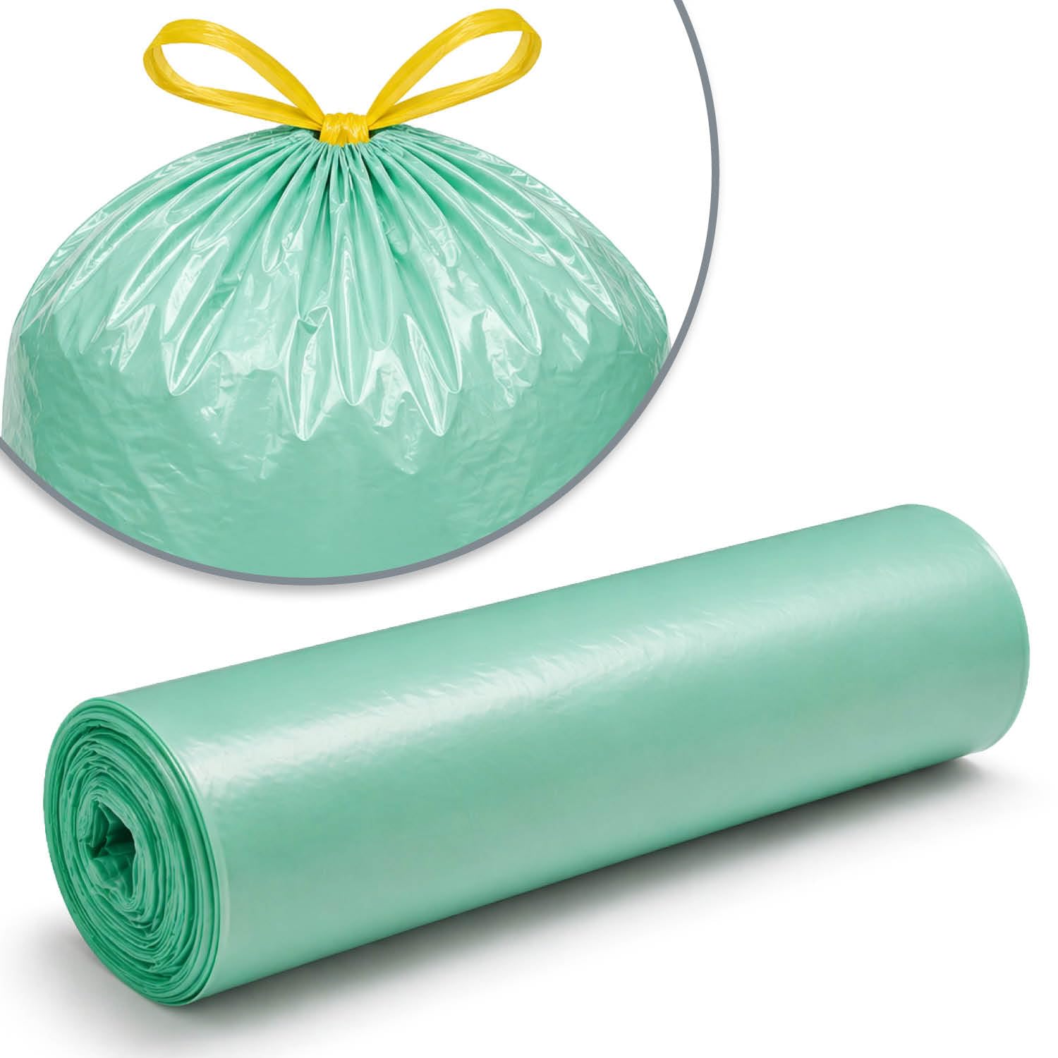 com-four® 540x Müllbeutel mit Zugband 60 Liter - reißfeste Abfallsäcke - Mülltüten flüssigkeitsdicht - Müllsäcke für Haushalt, Gastronomie und Gewerbe - 20 Stück pro Rolle (60 Liter - 540 Stück)