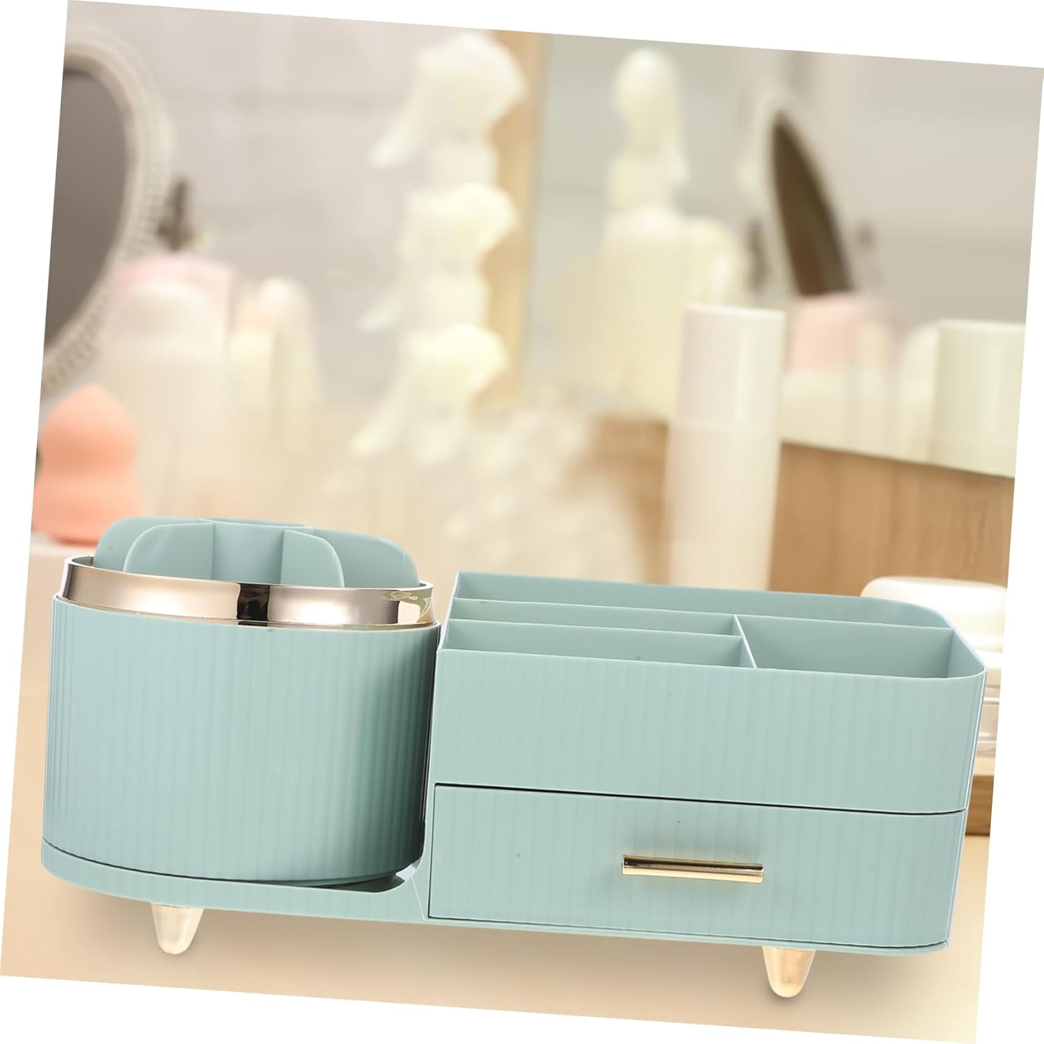 ABOOFAN Rotating Makeup Organizer Brush Holder Large Capacity Cosmetic Display Case for Efficient Skincare Storage Rotatable Design Suitable for Home and Vanity Use