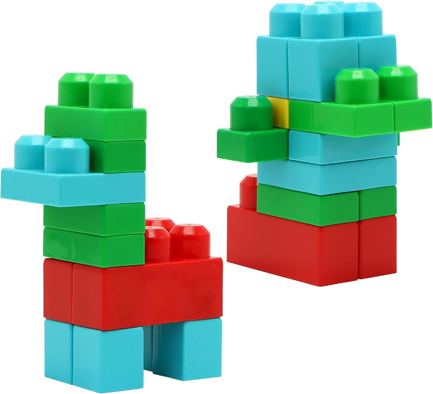 JOYIN 100 Pcs Kids Building Blocks, Building Bricks for Toddlers, 5 Colors 7 Shapes STEM Game Set, Classic Basic Big Large Education Toy for Boys Girls 3+ Years Christmas Birthday Gift