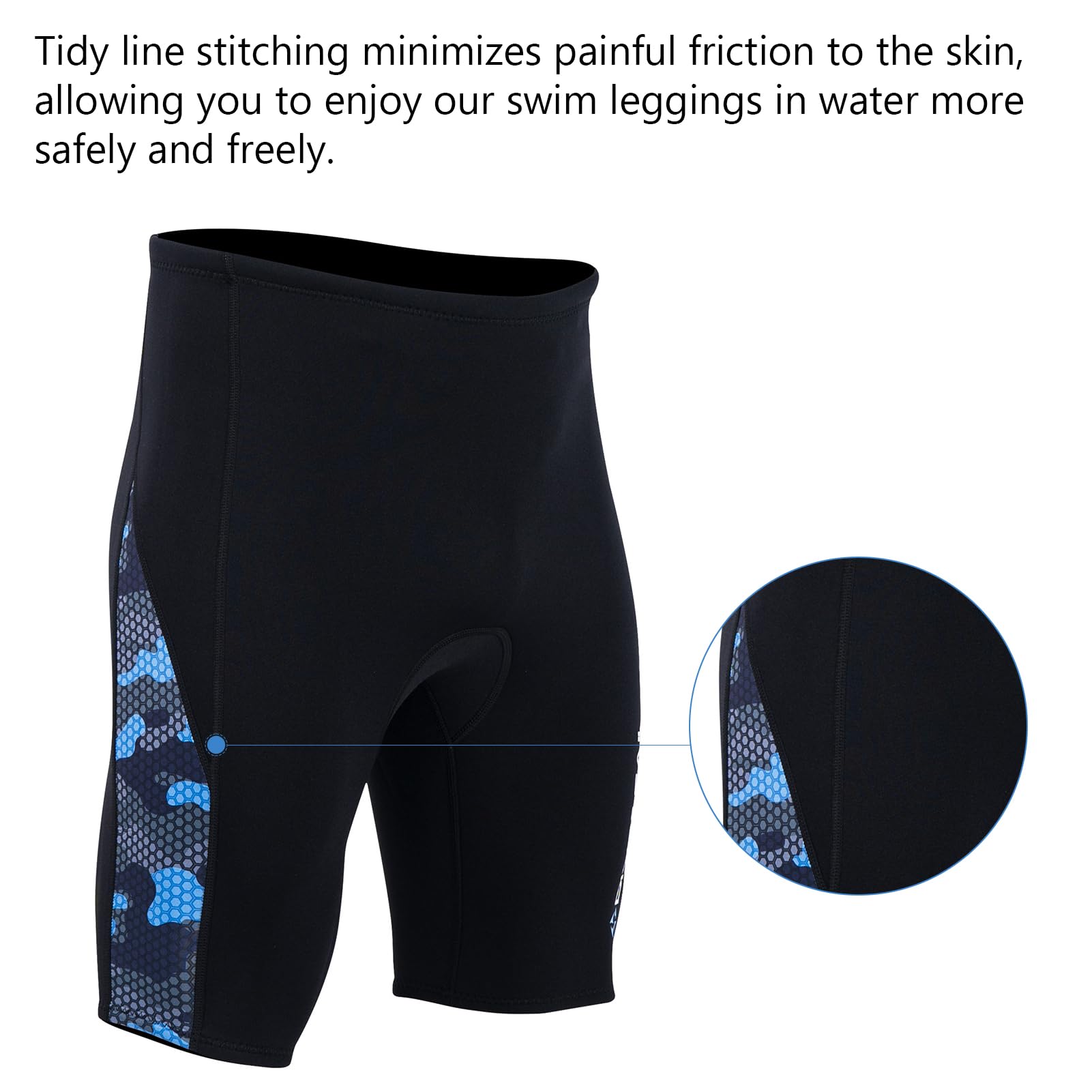 Short de plongée en néoprène pour homme, 2 mm d'épaisseur, pour la plongée, le surf, les sports nautiques, avec tuba et kayak