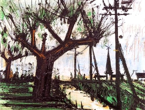 Rikin Liuff Bernard Buffet Prints Road and Church Canvas Painting Bernard Buffet Poster Abstract Wall Art for Office Wall Picture Decor 40x65cm Frameless