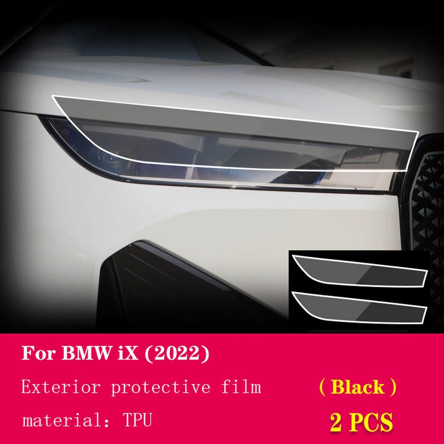 JCAKES Car Exterior Headlight Anti-Scratch Transparent TPU Protective Film Anti-Scratch Repair Film Accessories ，for BMW iX I20 2022-2023