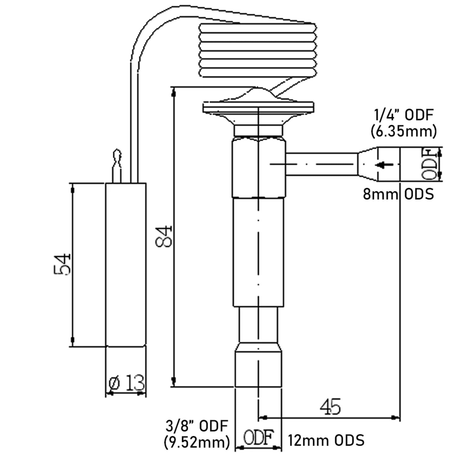 Válvula de expansión termostática para bomba de ca Válvula de expansión termostática 1/4HP R452a 3.5K Sobrecalentamiento fijo