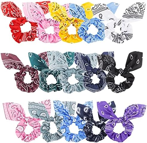 Ondder Hair Scrunchies for Women 15 Pcs Bandana Hair Scrunchies for Women’s Hair Cute Girls Bow Scrunchies for Hair Ribbon Scrunchies with Bow Elastic Hair Ties Bands Ponytail Holder Hair Accessories for Women Girls Kids -Bandana