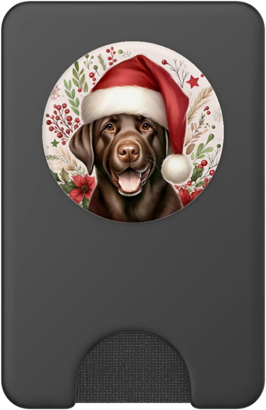 Christmas Chocolate Labrador Lab Dog Watercolor Artwork PopSockets PopWallet for MagSafe