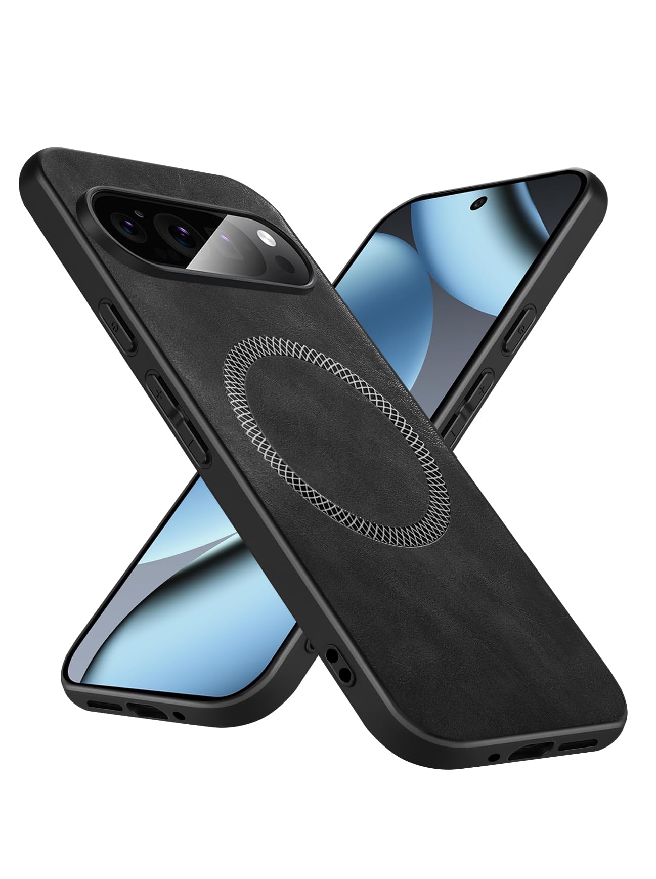 Magnetic Case for Google Pixel 10/Pixel 10 Pro, Premium PU Leather Case Compatible with MagSafe, Slim Luxury Durable Anti-Fingerprint Protective Cover for Pixel 10/10 Pro 6.3" 2025 - Black