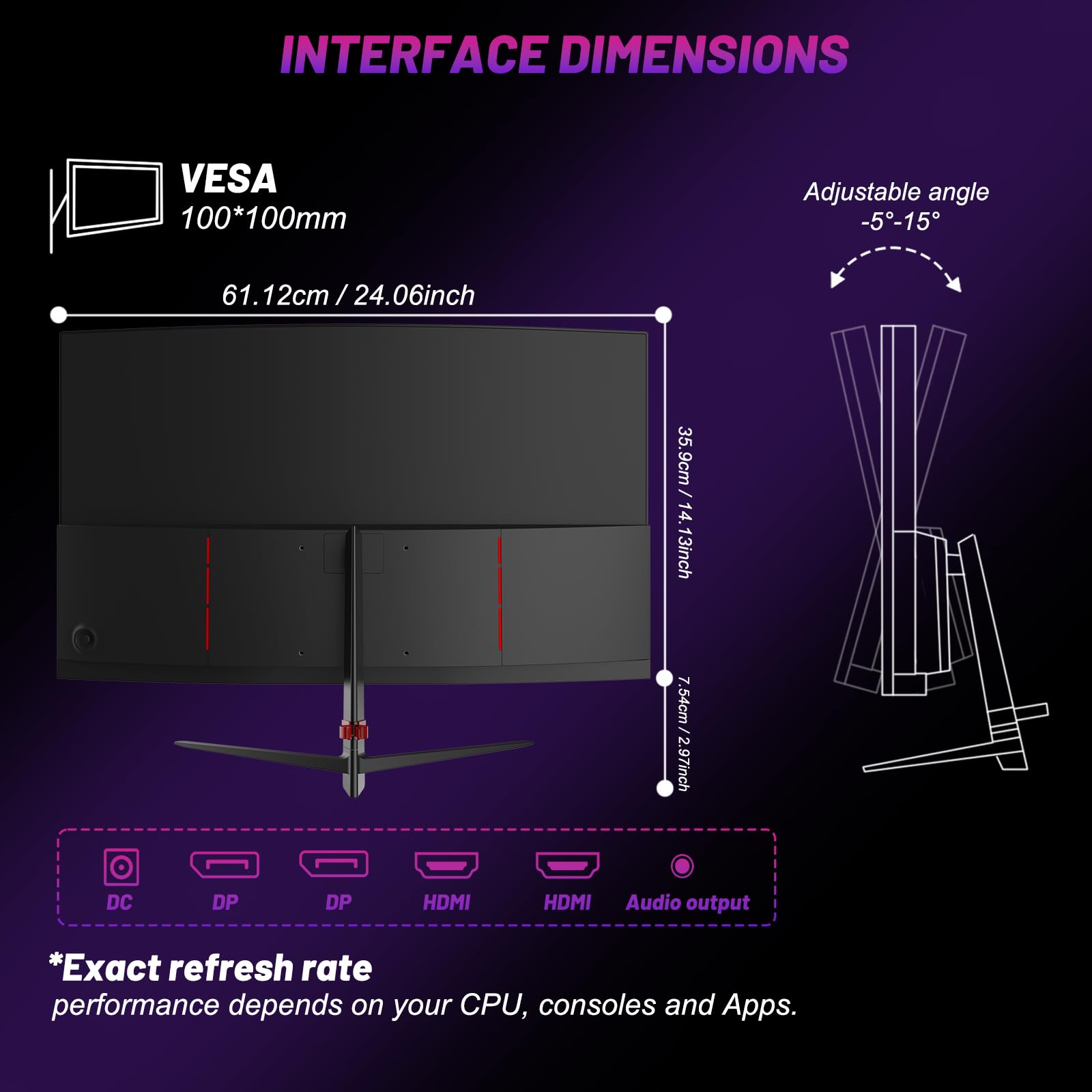 LXZ Curved Gaming Monitor 27 pollici PC Monitor 180Hz, Full HD 1080P Frameless 1800R Gaming Display con FreeSync e tecnologia Eye-Care, DP, porta HDMI - Nero