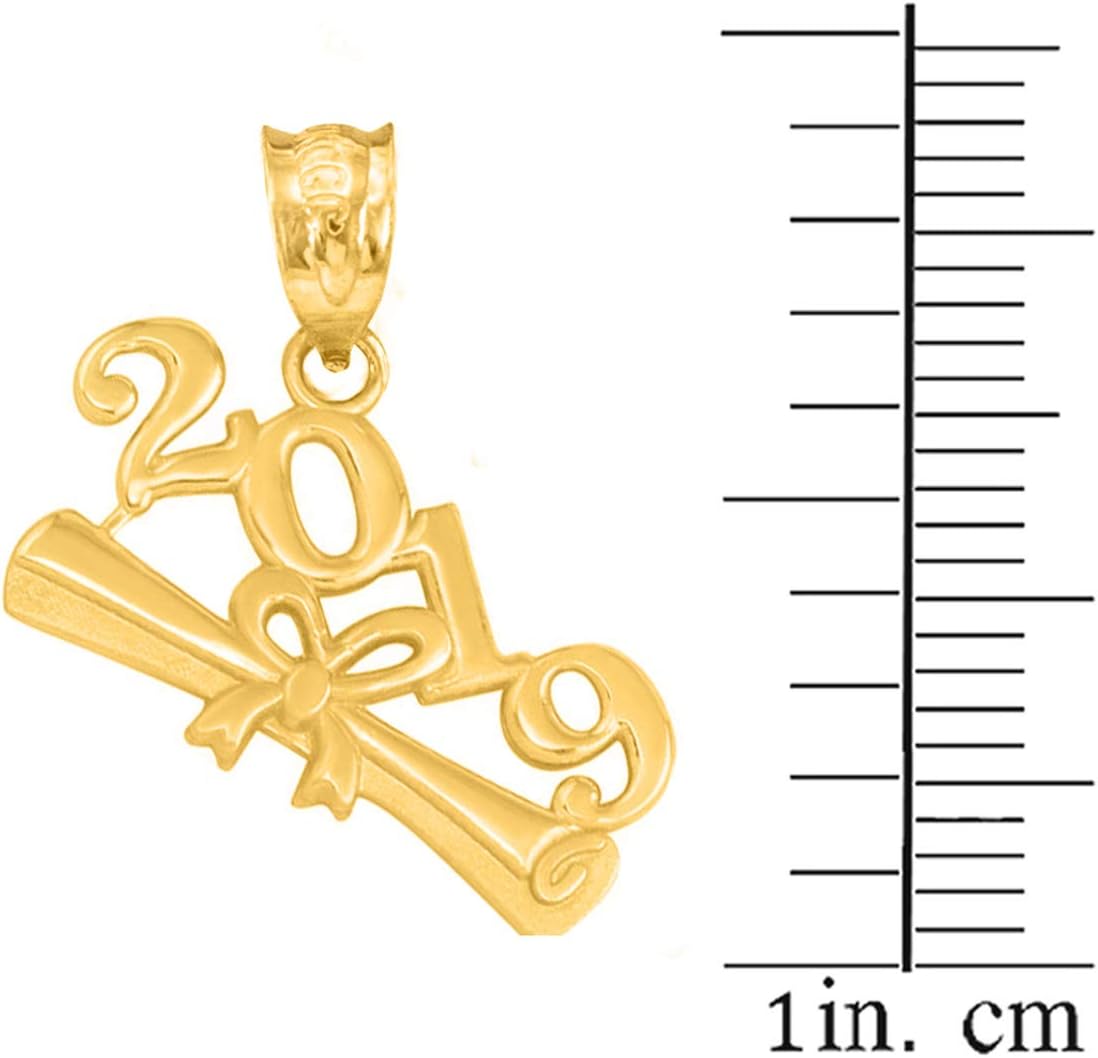 Claddagh Gold - High Polish 10k Yellow Gold Class of 2019 Diploma Graduation Charm Pendant