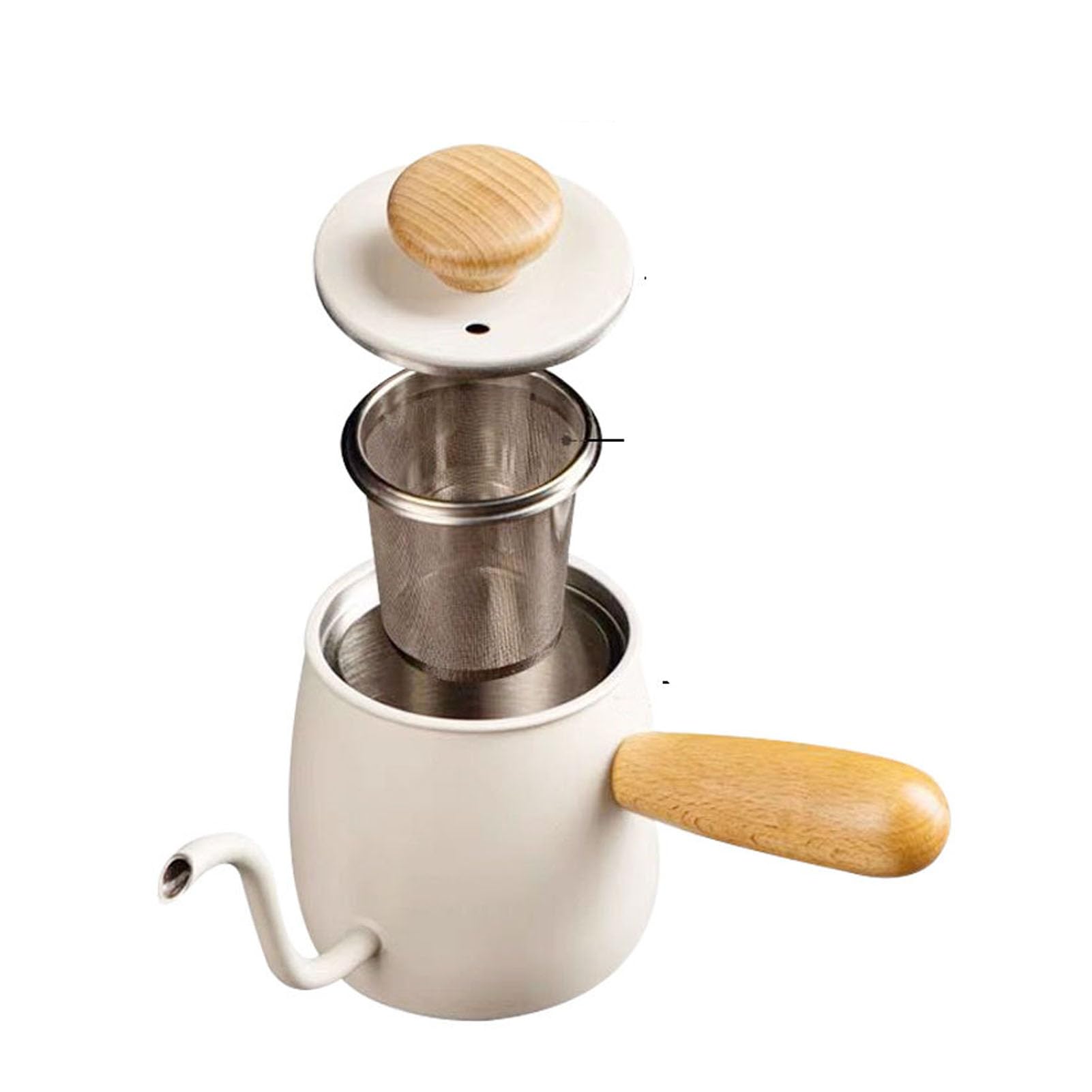 KUIDAMOS Bollitore a Collo di Cigno in Acciaio Inossidabile da 350 Ml con Coperchio per caffè Americano, Design Europeo, Materiale 304 (#3)