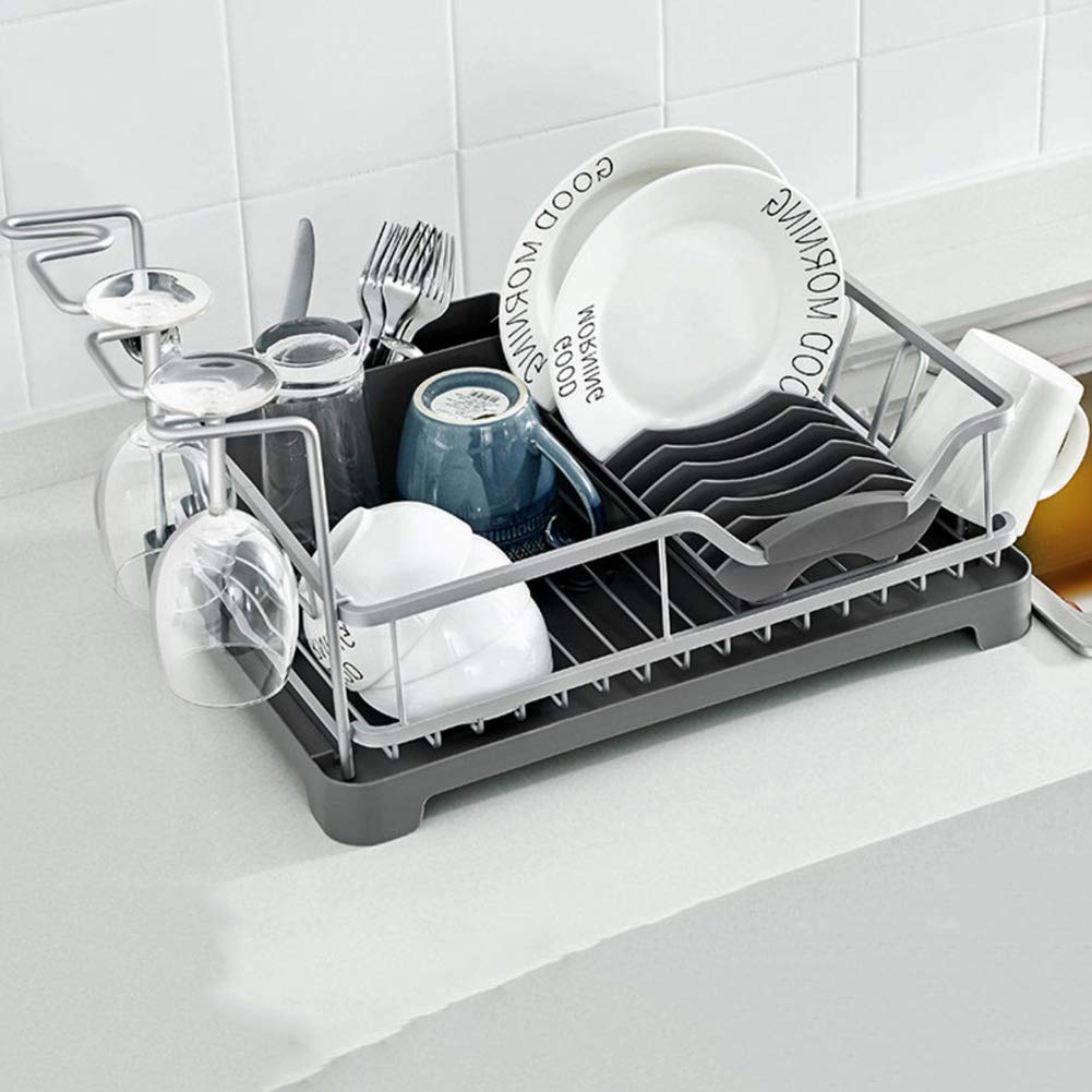 Pequeño Escurreplatos,antioxidante De Aluminio Escurreplatos con Bandeja De Goteo,Robusto Estante Drainer para El Organizador De Suministros De Cocina A