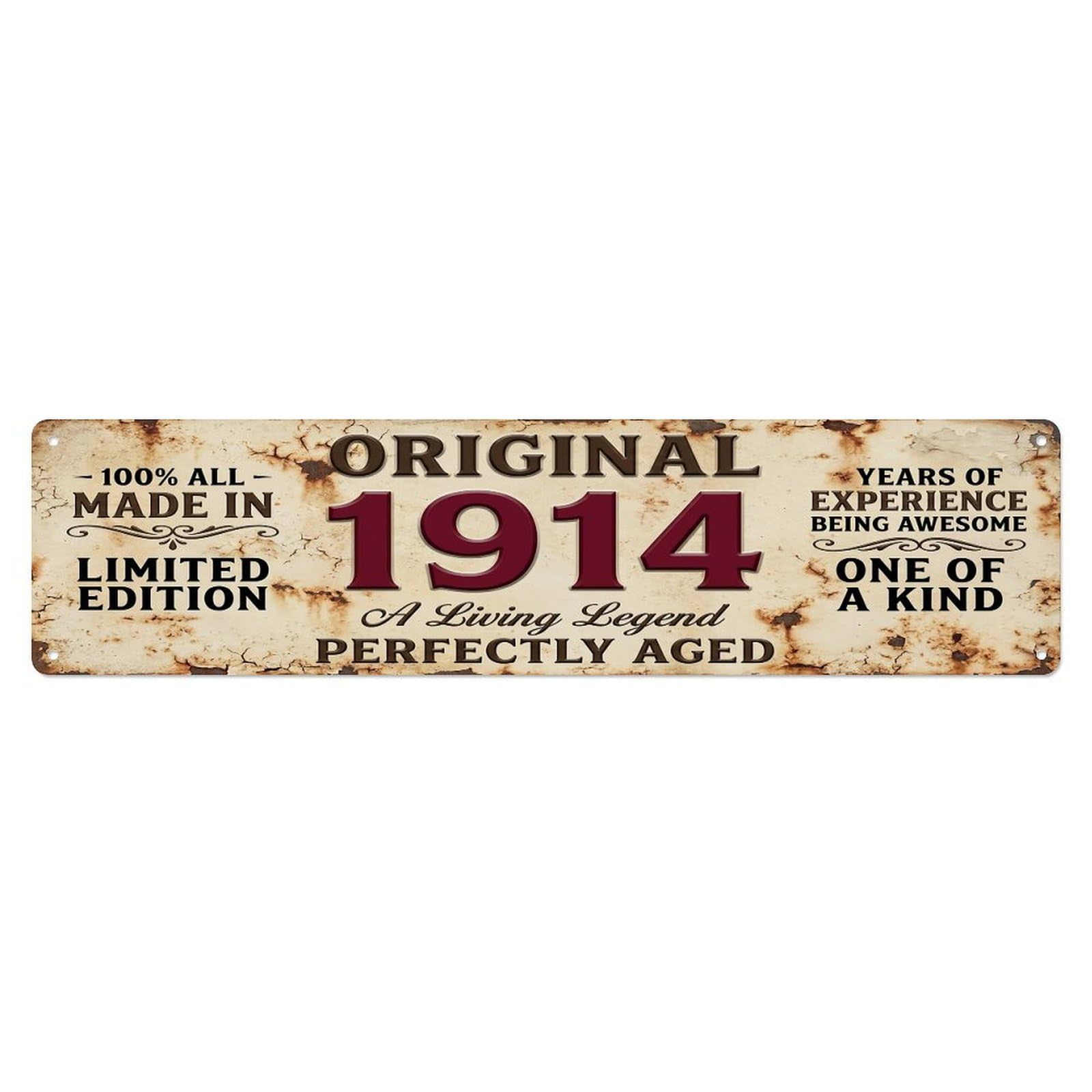 Original 1914 Limited Edition Perfectly Aged Legend Metal Tin Sign
