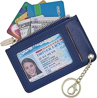 Vista 100 de Carteras pequeñas de cuero delgado para mujeres, tarjetero, cartera, monedero con llavero beige (B-Beige)