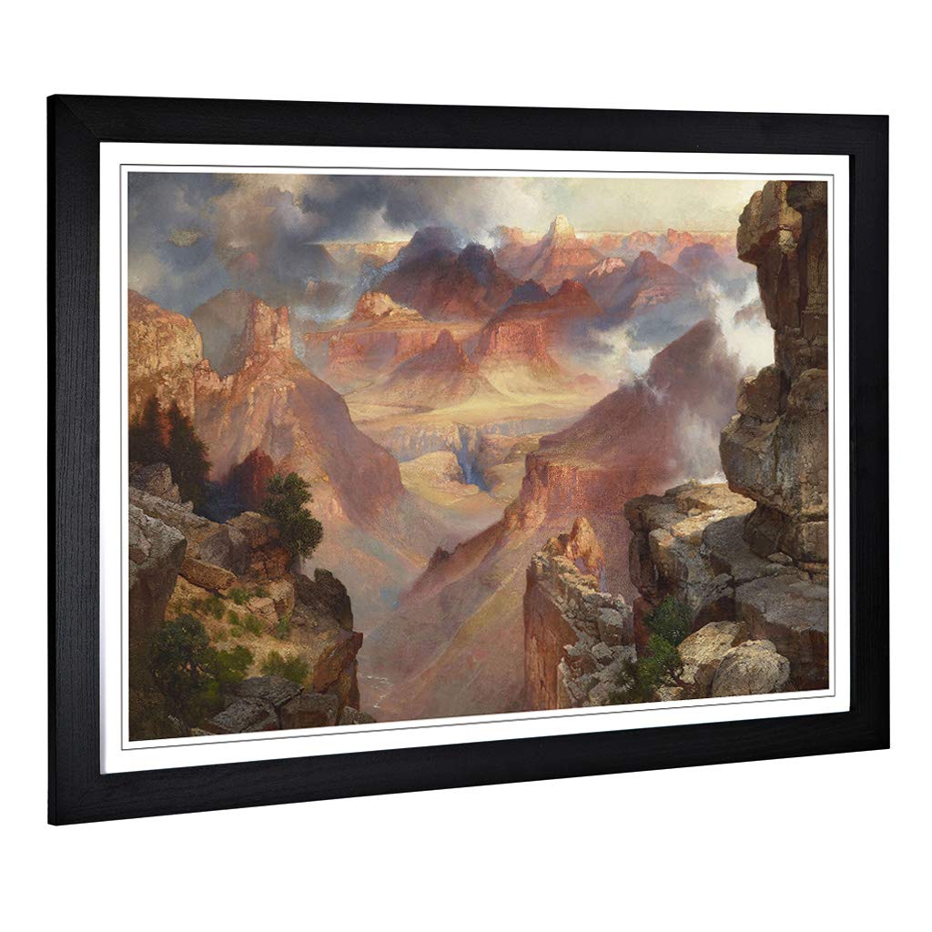 Big Box Art Framed Print of Thomas Moran Grand Canyon of Arizona Design | Wall Art Picture | Home Decor for Kitchen, Living Room, Bedroom, Hallway, Black, A2 / 24.5x18 Inch / 62x45cm