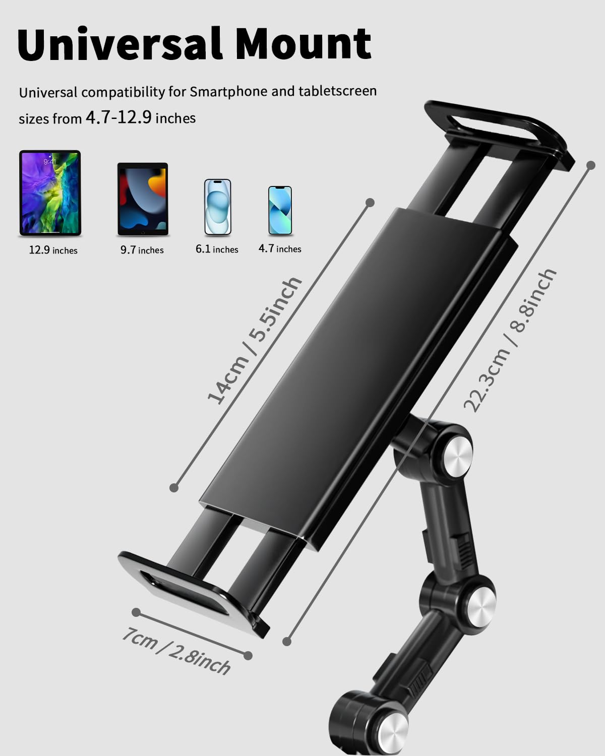 Support mains-libres à ventouse pour iPad / tablette, téléphone et tablette pour siège arrière de voiture pour Tesla Model 3/Y/S/X