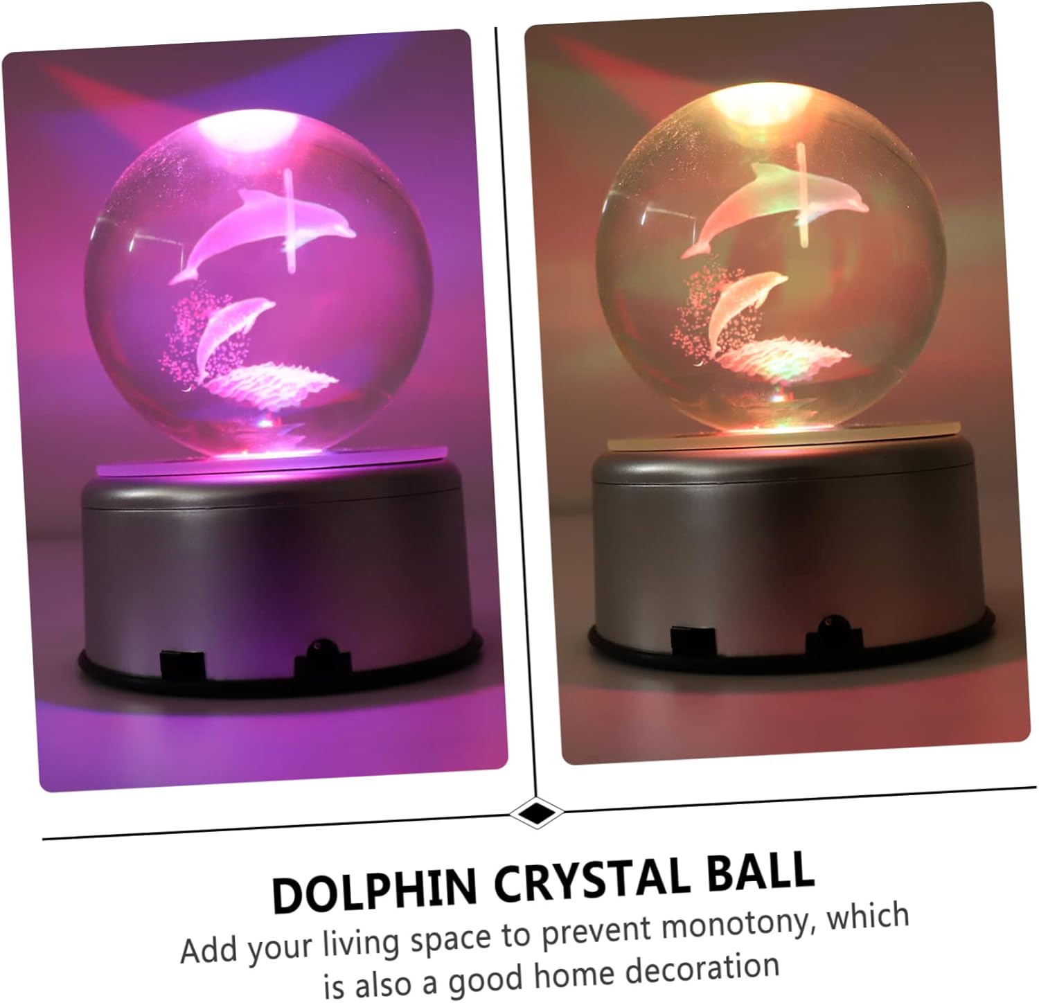 PRETYZOOM 1pc Dolphin Crystal Ball Luminous Night Light Decorative Home Adornment