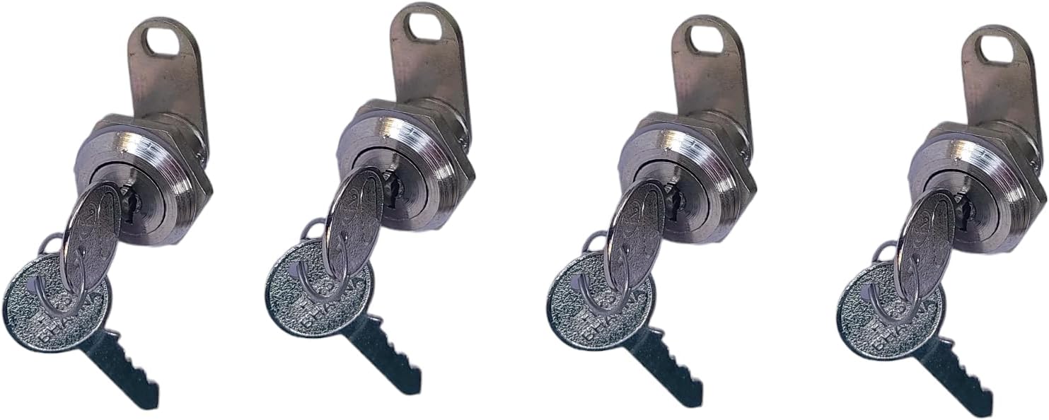 Universal CAM Lock 18MM for Drawer Glovebox Metal Electric Cabinet,CCTV Camera Cabinet, Fire Hosebox Cabinet Security Panel Lock with Key (Round, Pack of 4)