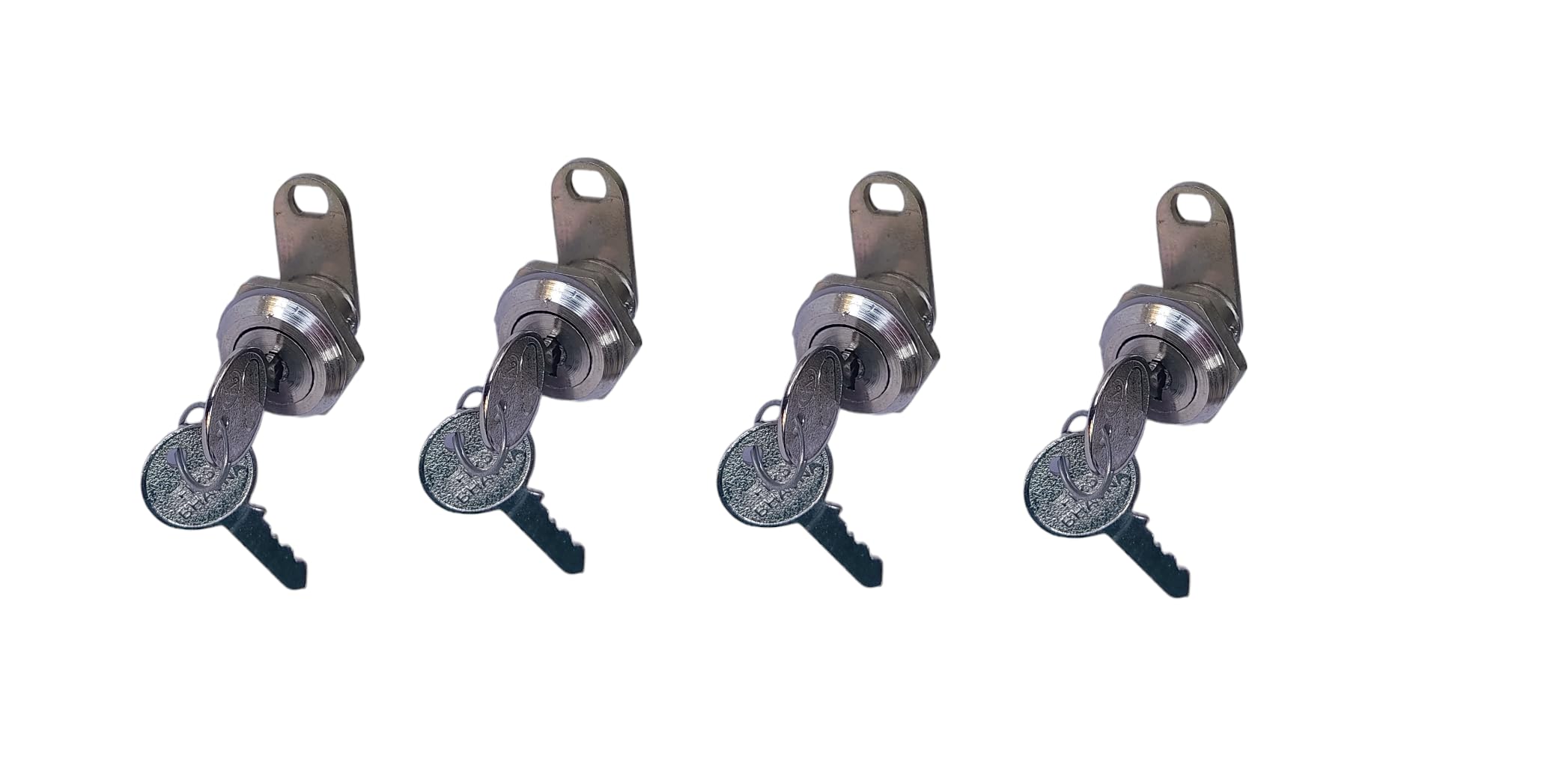 Universal CAM Lock 18MM for Drawer Glovebox Metal Electric Cabinet,CCTV Camera Cabinet, Fire Hosebox Cabinet Security Panel Lock with Key (Round, Pack of 4)