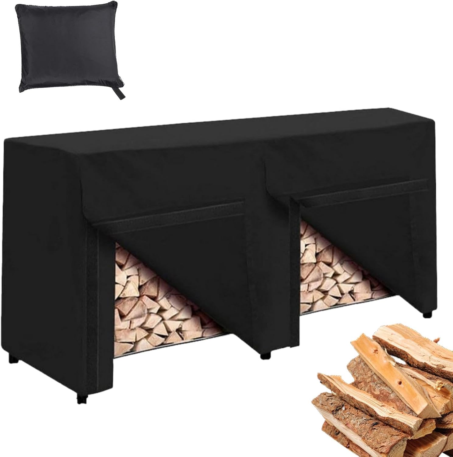 Firewood Log Rack Cover 8 Ft 4 Ft, Outdoor Firewood Rack Cover Waterproof Windproof UV Protector Firewood Storage Cover for Outdoor, Cover Only