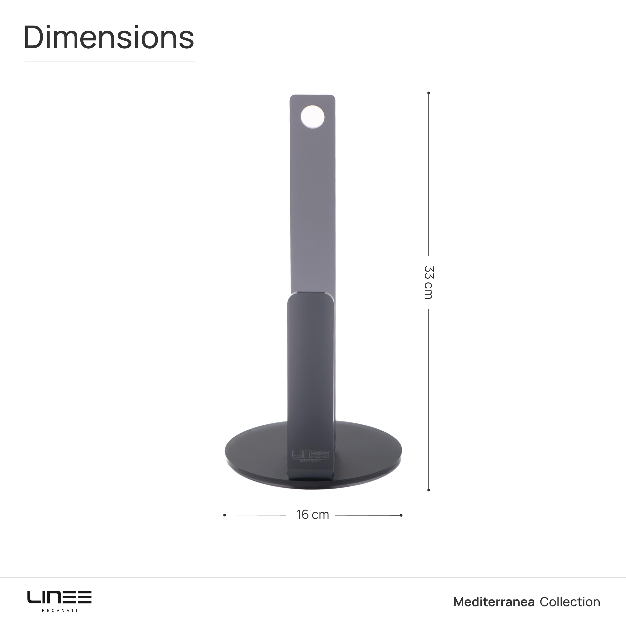 LINEE Recanati MEDITERRANEA Portarotolo in PMMA 16x16x33 cm – Accessorio da Tavola Moderno – Design Elegante Made in Italy (Fumè Grigio Satinato)