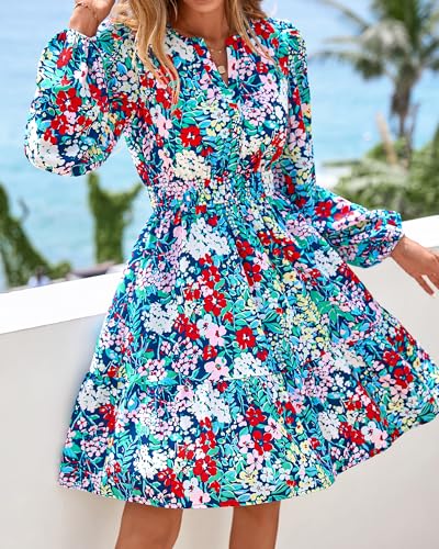 BTFBM Fall Dresses for Women 2026 Trendy Floral Long Sleeve Mini Dress - image 4