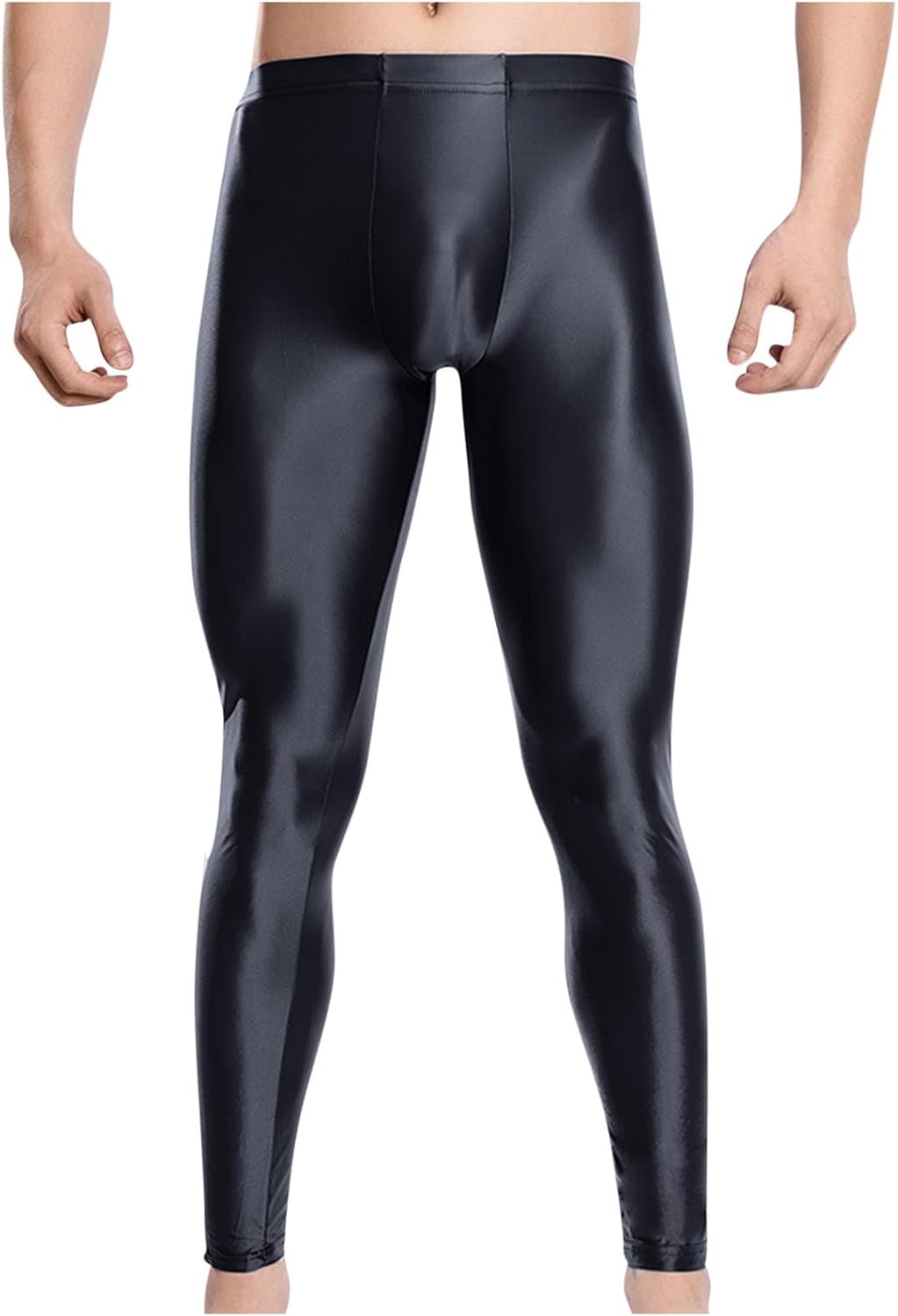 Cambkatl Glossy Compression Pants for Men Athletic Yoga Leggings Stretch Skinny Workout Cycling Running Tights