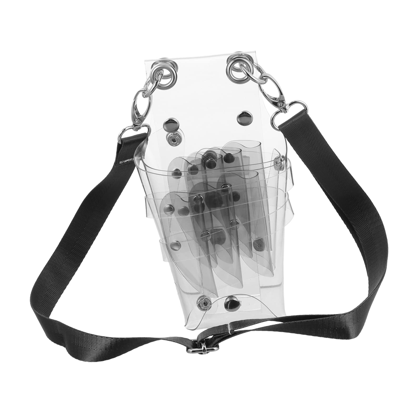Bolsa para tijeras de peluquero con diseño transparente y correa de cintura gris ajustable 8