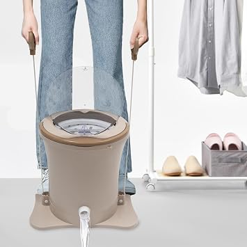 Manual Clothes Dryer Portable Mini Dryer for Clothes, Foot Powered Compact Spin Dryer Machine, Non Electric Laundry Dryer for RV, Camping, School, Apartment, DormKhaki