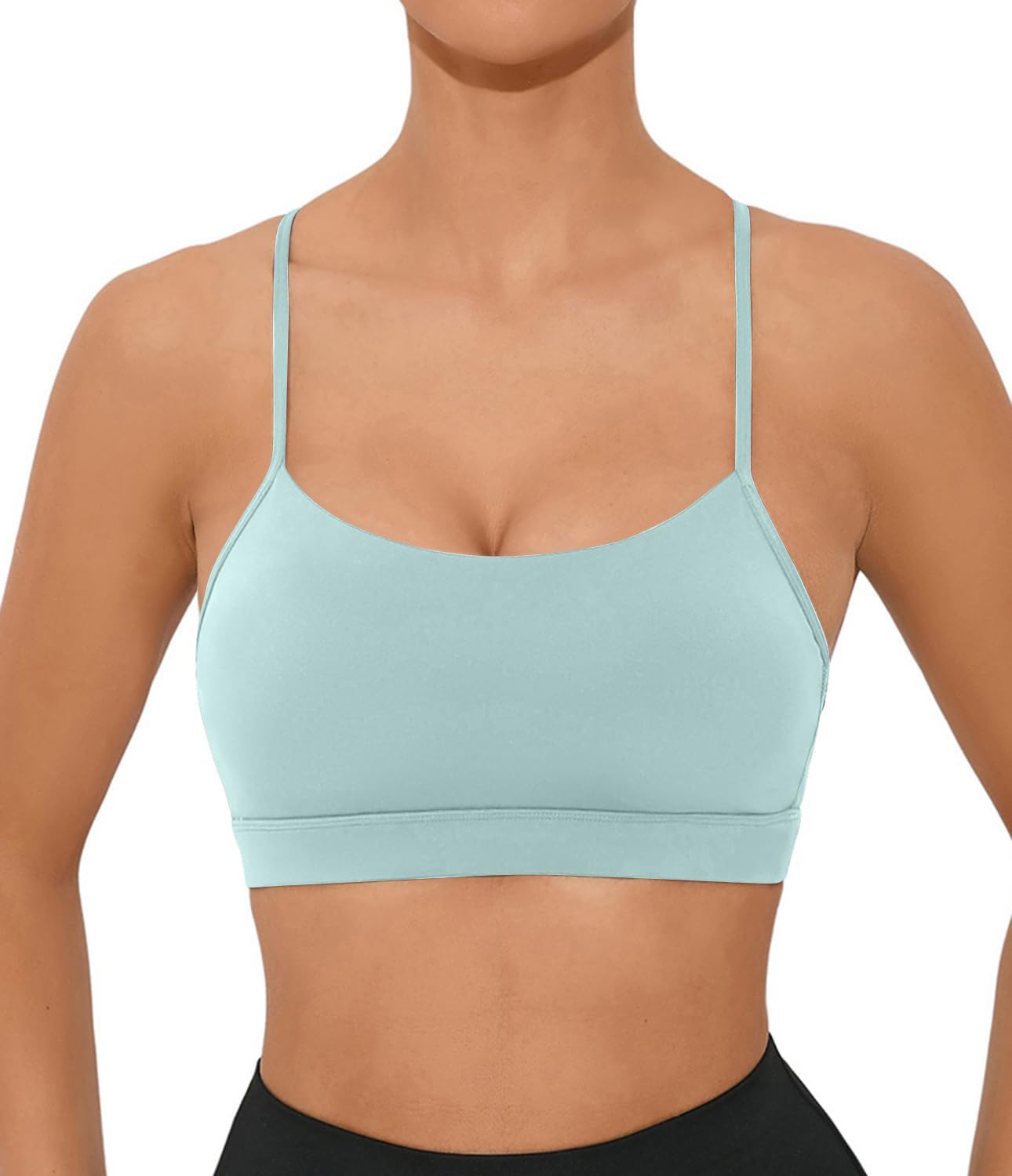 Sports Bra for Women Low Impact Racerback Workout Bras Sexy Thin Straps Yoga Sport Bras with Removable Pads - Image 3