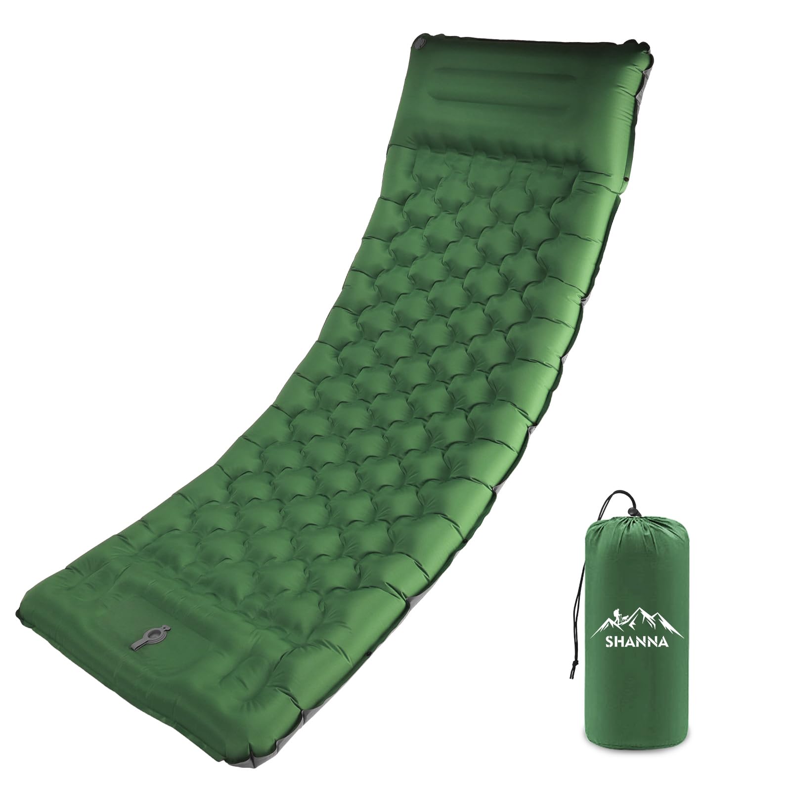 SHANNA Isomatte Outdoor Camping Luftmatratze: Verdicktes 12cm Aufblasbare Schlafmatte mit FußpressePumpe Leicht und Kompaktaufblasbare Matratze mit Aufblasbarem Kissen für Strand, Zelt, Reisen