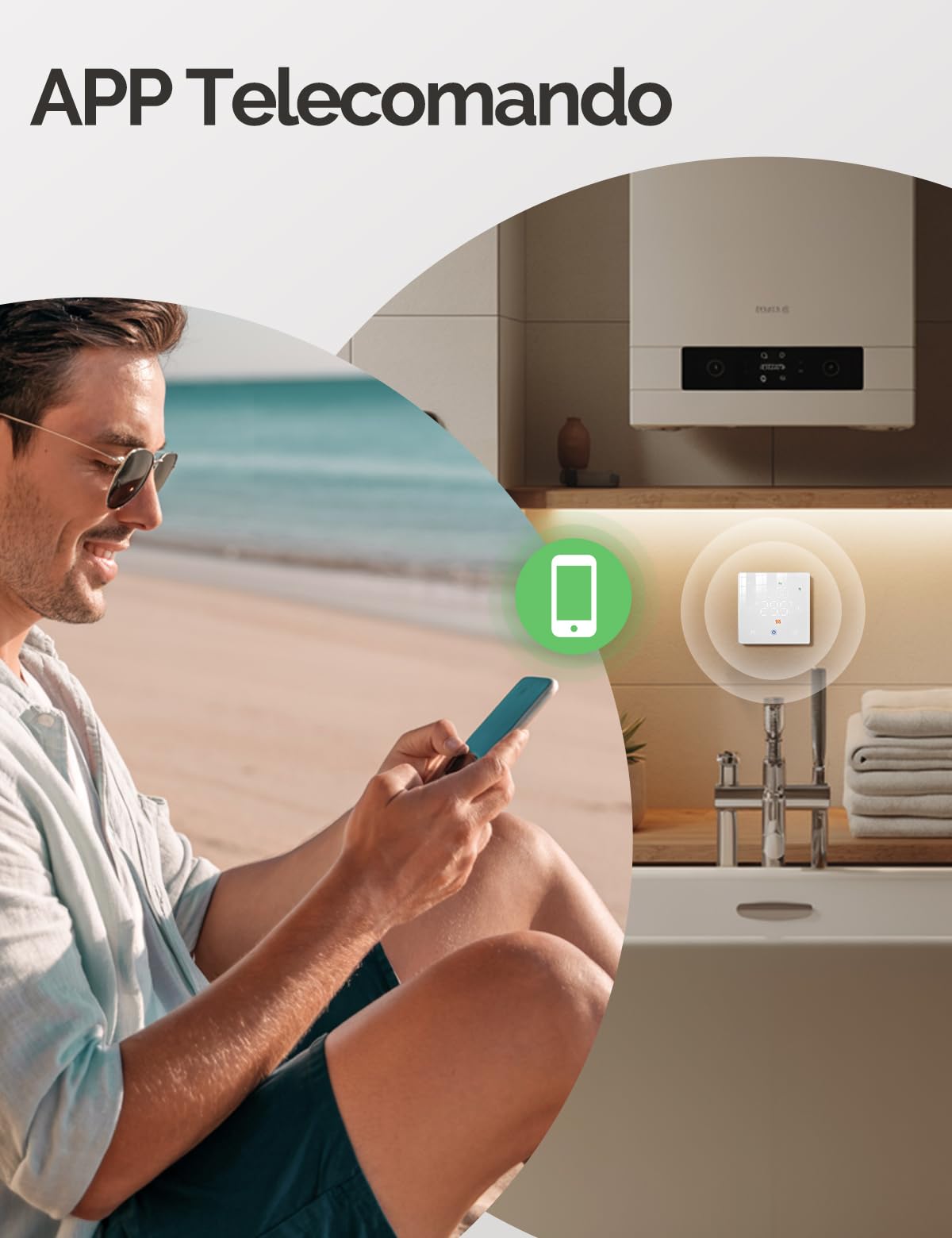 MOES 2 Fili Termostato a batteria Caldera WiFi a Riscaldamento, Adatto alle Caldaie a Gas, Termostato a controllo vocale programmabile, Compatibile con Google Assistant/Alexa/Tuya/Smart Life