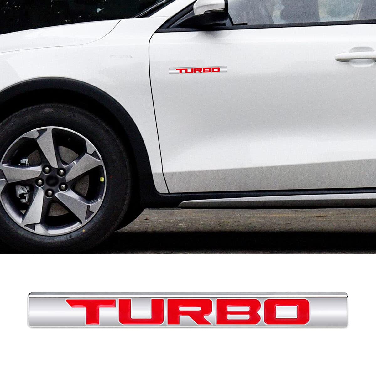 2Pcs 4 5 Length 3D Metal Turbo Car Truck Door Body Side Fender Rear Trunk Adhesive Emblem Badge — view 6