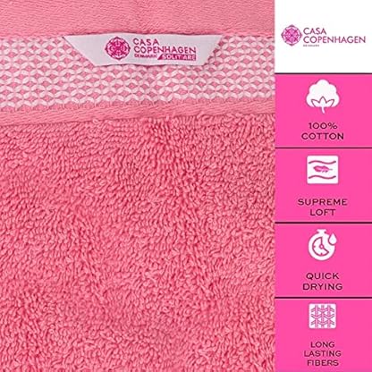 Casa Copenhagen Solitaire-Handtuchset, entworfen in Dänemark, 600 g/m², Hotel & Spa, Küche & Bad, ägyptische Baumwolle, 6-teiliges Set mit 2 Badetüchern, 2 Handtüchern, 2 Waschlappen – Rosa – Bild 3