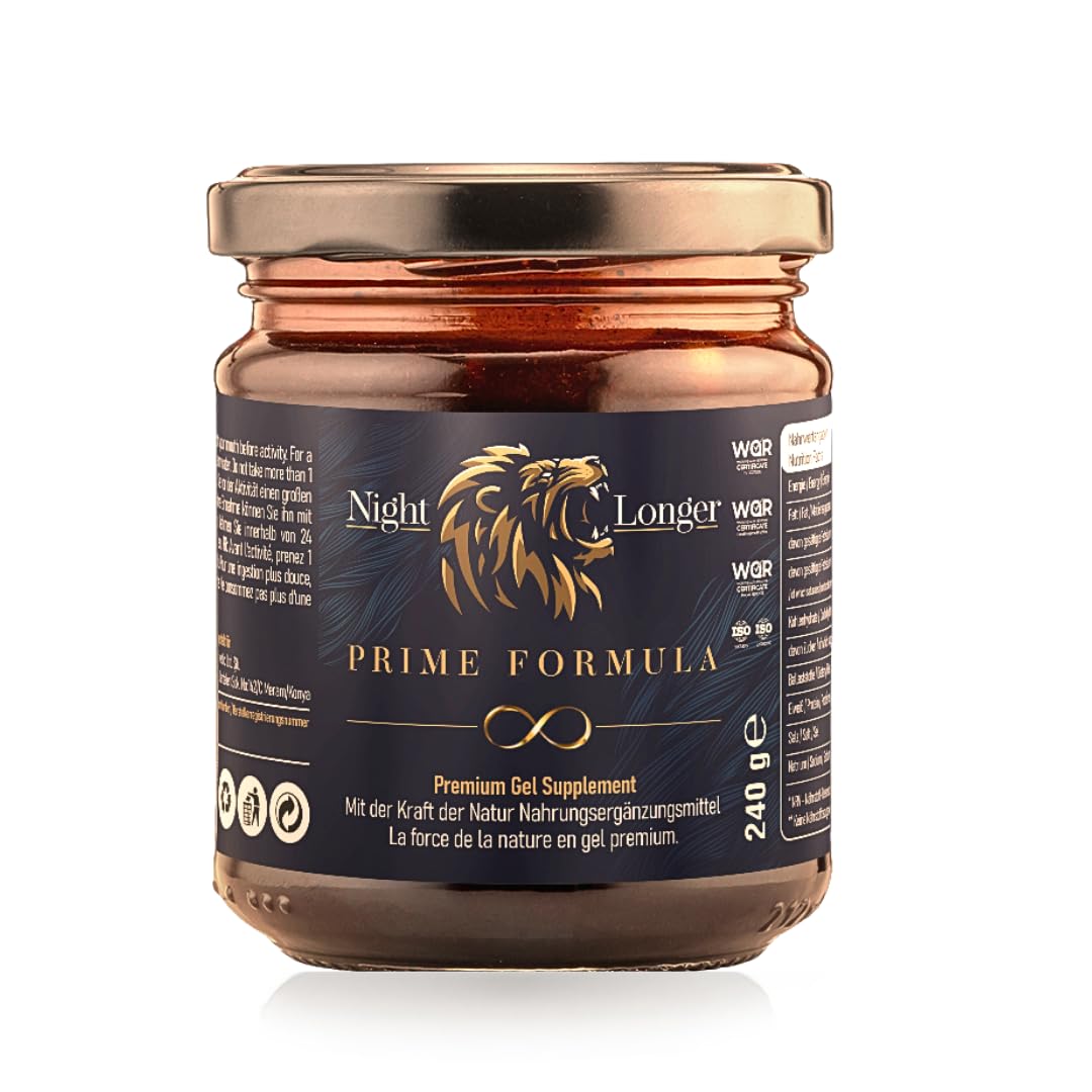 Night Longer Prime Formula Miel Afrodisac Homme, 240g Miel Effet Immédiat, Extra Fort pour Hommes Actifs