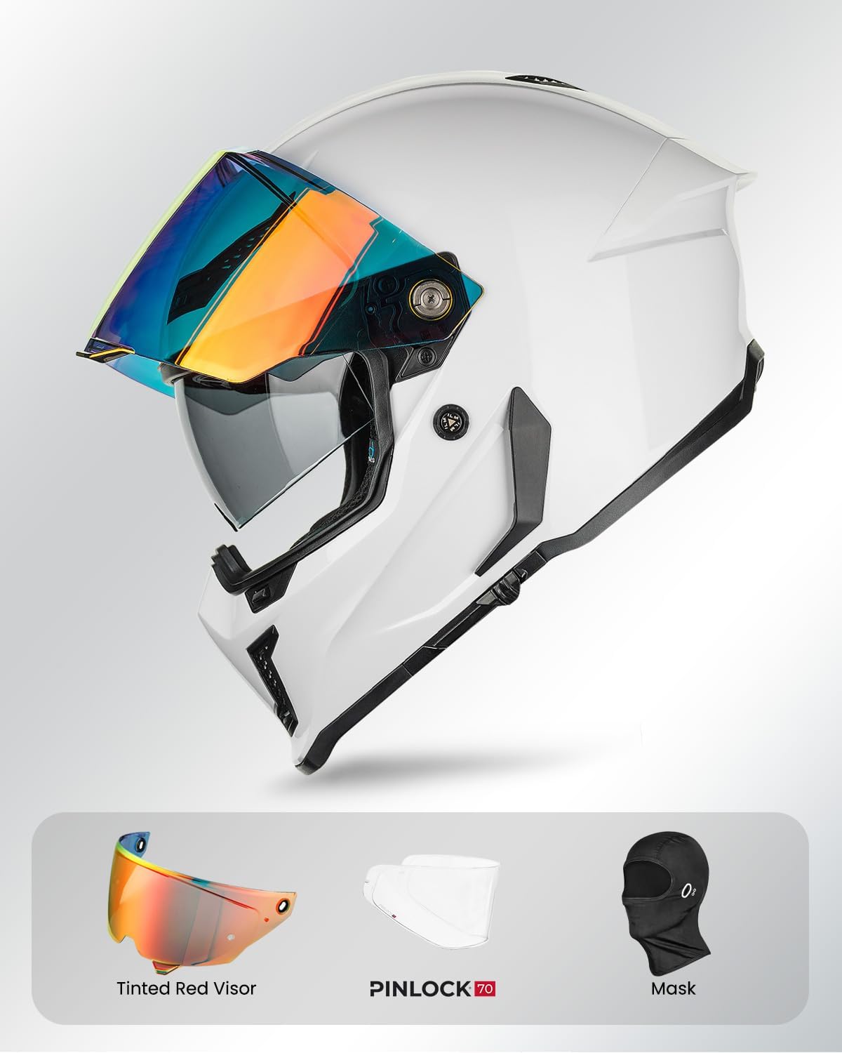 ILM Motorcycle Helmets for Adult Men Women Full Face DOT ECE Powersports Dual Visor Street Racing Helmet with Pinlock Cascos para Motos Model MF509 (Whites, M) - Image 4