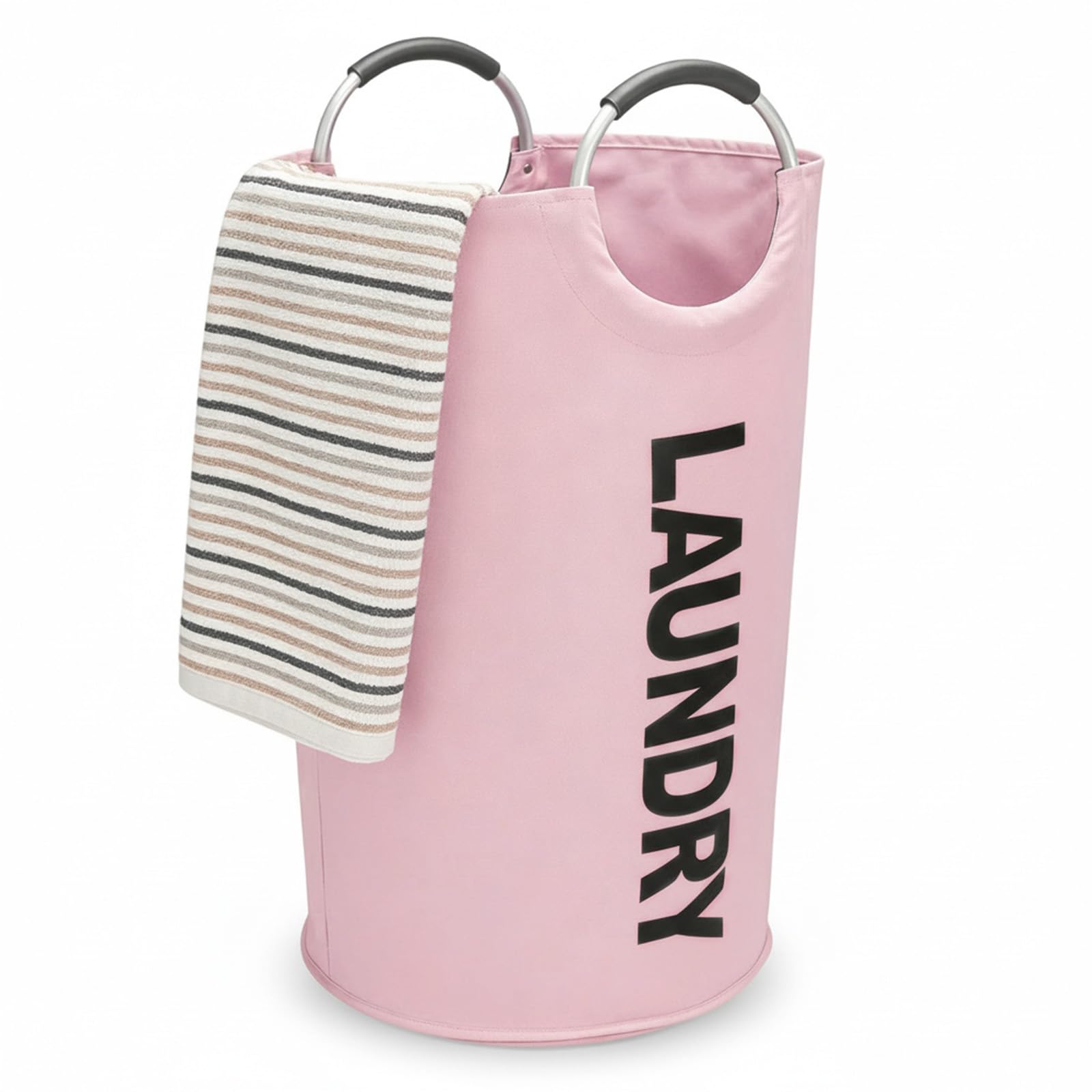 Xvbhaq 90L Laundry Basket, Freestanding Tall Hamper with Padded Handles, Foldable Washing Bin & Collapsible Clothes Bag (pink)