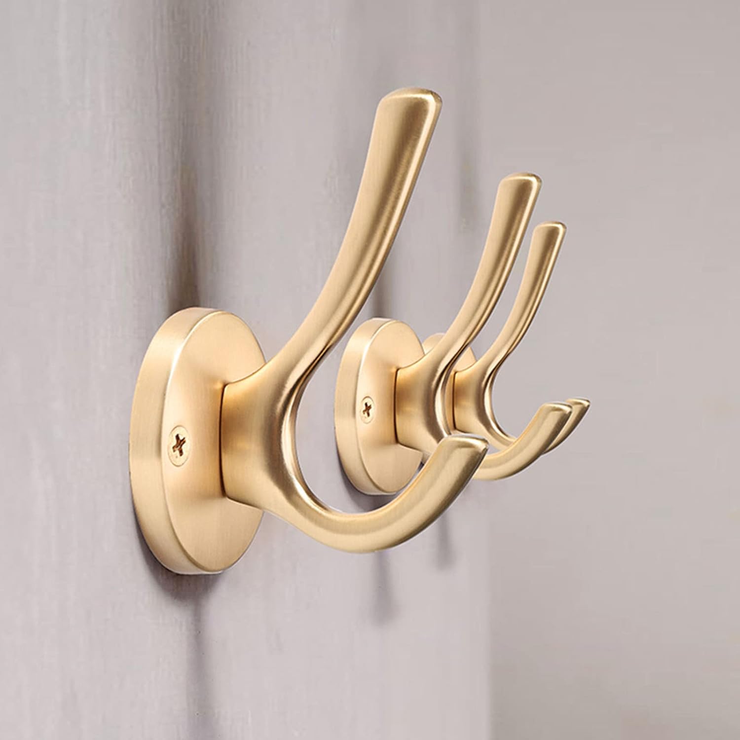 Gold Bath Towel Heavy Duty Brass Wall Door Hanger Clothes Hooks for Hanging Coats Hat Towel for Bathrooms Bedroom Kitchen Key Hanger Hooks, 1 Pack