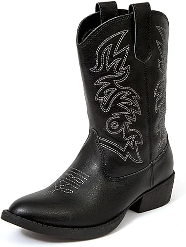 Deer Stags Ranch - Botas estilo vaquero unisex para niños pequeños y grandes, Negro