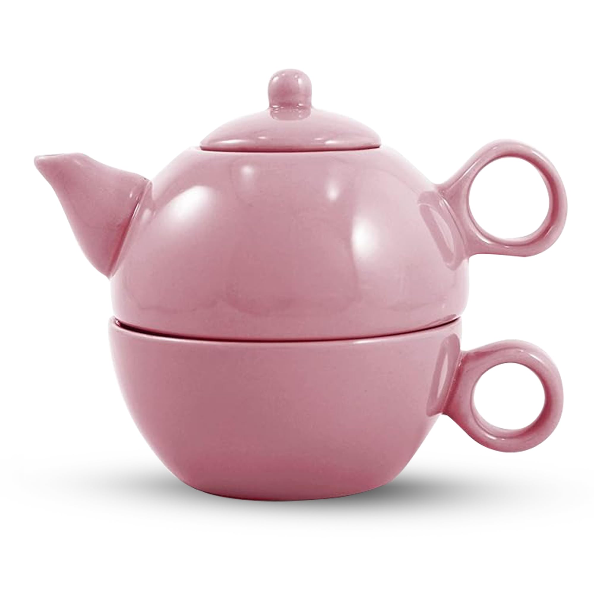 Amsterdam Tea for One Set - Sierra Rose | Ceramic Tea Pot and Cup Set for One | Dishwasher & Microwave Safe | Elegant Floral Design | Stackable Compact Tea Set for Daily Use